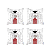 Set Of Four 18" X 18" Black And Red Abstract Zippered Handmade Polyester Throw Pillow