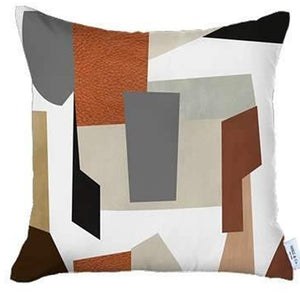 Set Of Four 18" X 18" Black And Maroon Abstract Zippered Handmade Polyester Throw Pillow