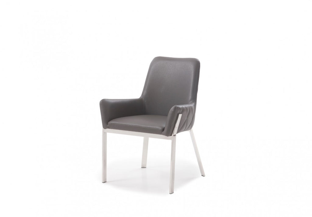 Grey Faux Leather Dining Chair