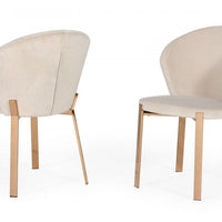 Beige Velvet Rosegold Dining Chair