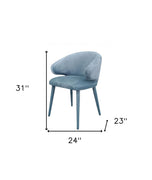 Blue Gray Fabric Wrapped Dining Chair