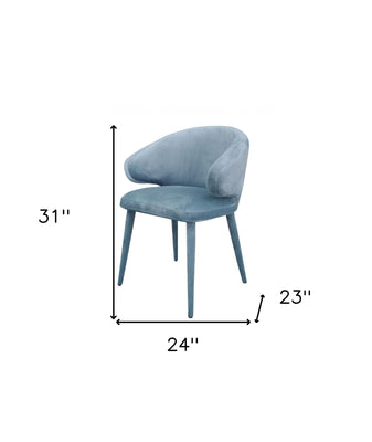 Blue Gray Fabric Wrapped Dining Chair