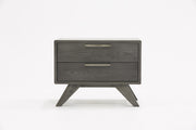 Modern Gray Wash Nightstand with Two Drawers