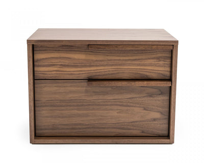 Modern Light Brown Walnut Nightstand with Two drawers