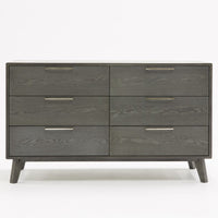 51" Grey Wash Solid Wood Six Drawer Double Dresser