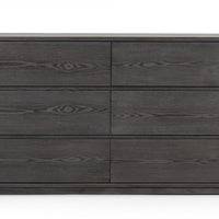 63" Grey Solid Wood Six Drawer Double Dresser