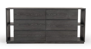 63" Grey Solid Wood Six Drawer Double Dresser