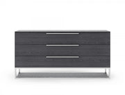 58" Grey Manufactured Wood Three Drawer Standard Dresser