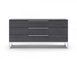 58" Grey Manufactured Wood Three Drawer Standard Dresser