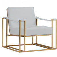 Stylish White Leatherette And Gold Steel Chair