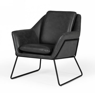 Industrial Grey Faux Leather And Black Accent Chair