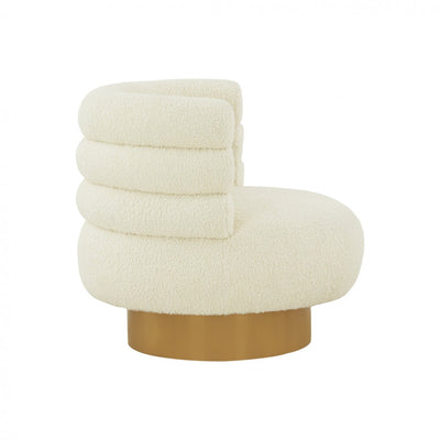 Modern Cream Fabric And Gold Accent Chair