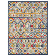 2' X 4' Ivory And Blue Southwestern Stain Resistant Indoor Outdoor Area Rug