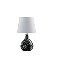 12" Black Table Lamp With White Globe Shade