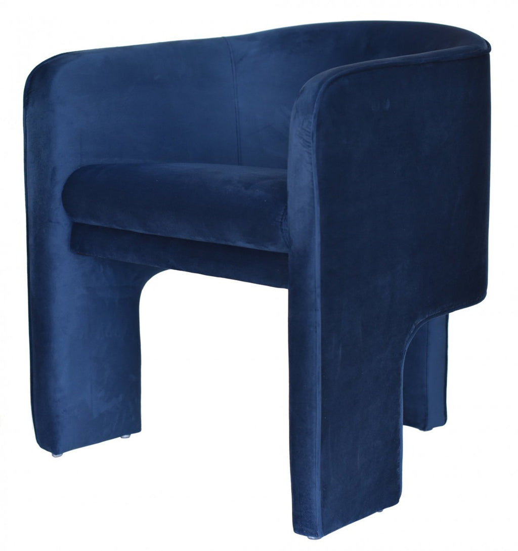 28" Contemporary Royal Blue Gray Velvet Three Legged Chair