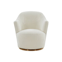 Stylish Sherpa And Gold Metal Swivel Chair