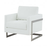 Stylish White and Black Faux Leather Accent Chair