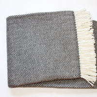 Dark Grey and White Dreamy Soft Herringbone Throw Blanket