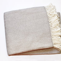 Grey and White Dreamy Soft Herringbone Throw Blanket