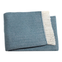 Aqua Blue and White Dreamy Soft Herringbone Throw Blanket