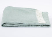 Seaglass Green and White Dreamy Soft Herringbone Throw Blanket