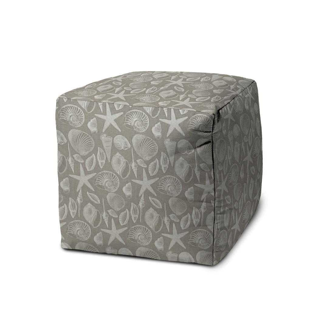 17" Gray Polyester Cube Indoor Outdoor Pouf Ottoman