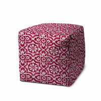 17" Pink Polyester Cube Indoor Outdoor Pouf Ottoman