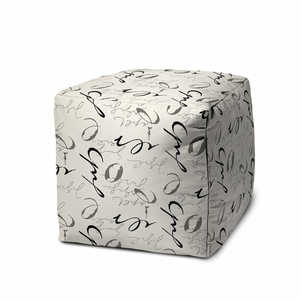 17" Gray Polyester Cube Indoor Outdoor Pouf Ottoman