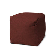 17" Red Polyester Cube Indoor Outdoor Pouf Ottoman