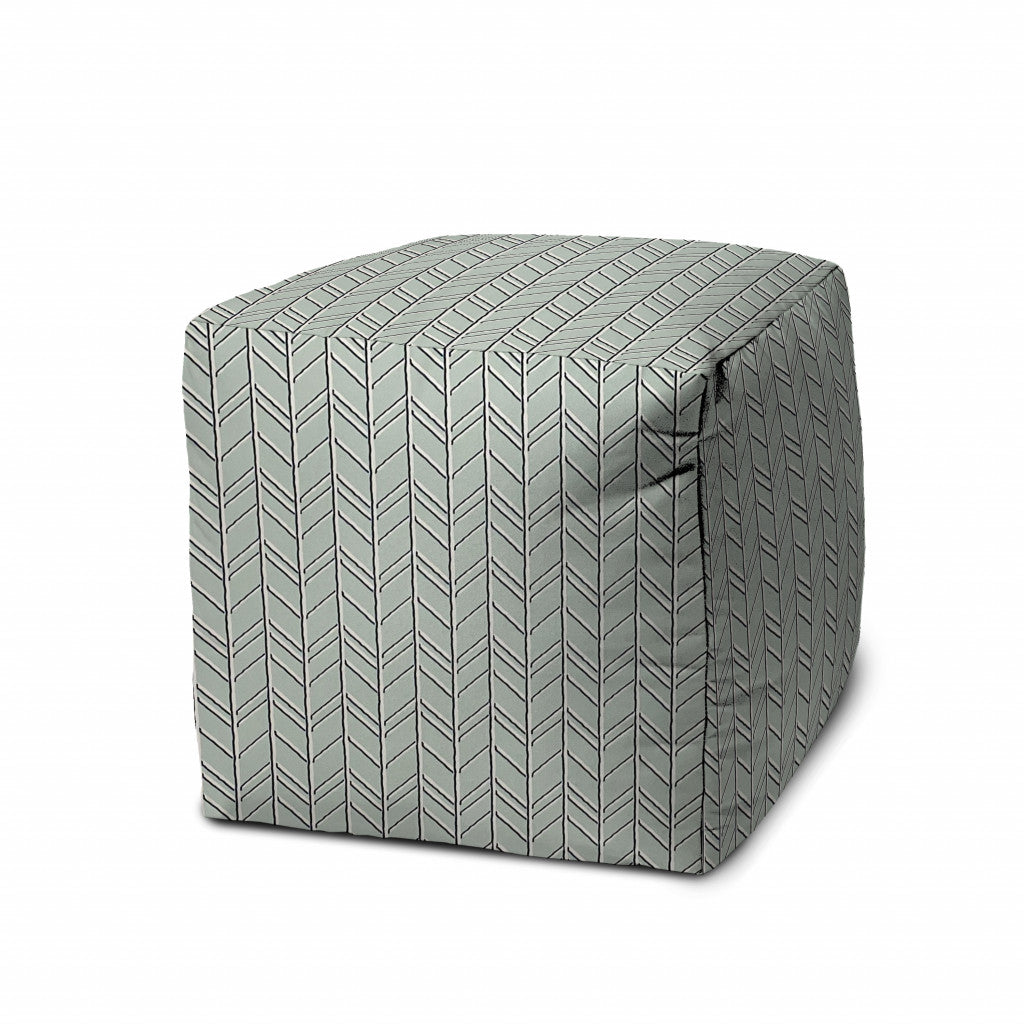 17" Green Cube Geometric Indoor Outdoor Pouf Cover