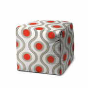 17" Gray Cube Geometric Indoor Outdoor Pouf Cover
