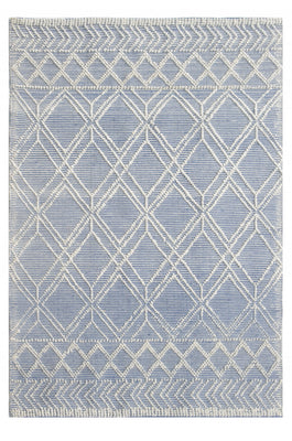 9’ x 13’ Blue Ivory Tribal Geometric Pattern Area Rug