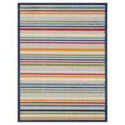 2' X 4' Ivory And Blue Striped Stain Resistant Indoor Outdoor Area Rug