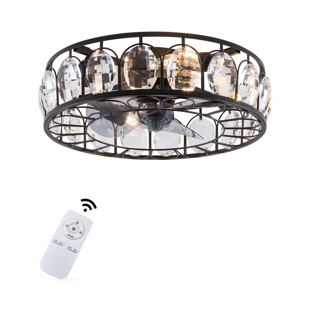 Black Metal Industrial Glam Chandelier Ceiling Fan