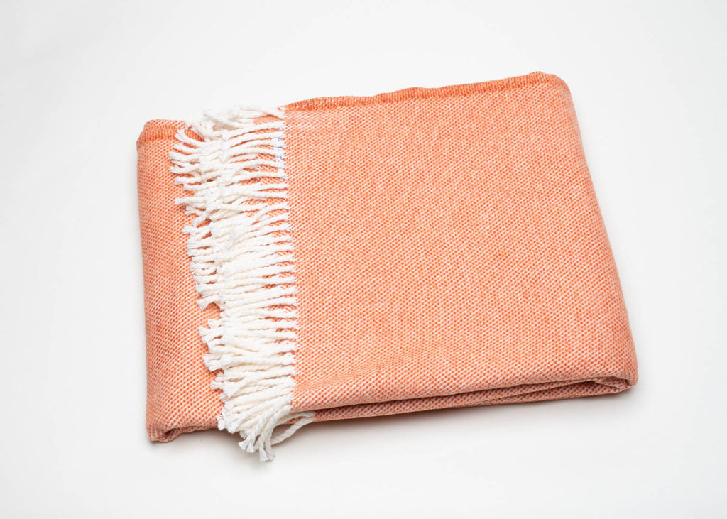 Coral Mini Dot Fringed Throw Blanket