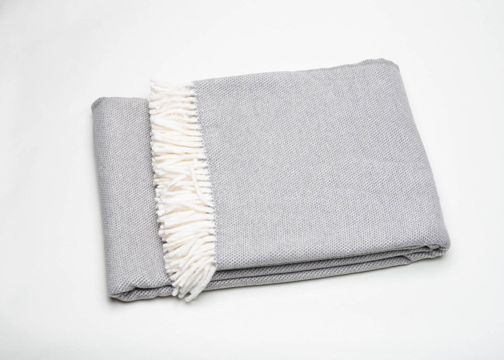 Light Gray Mini Dot Fringed Throw Blanket