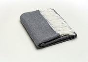 Dark Gray Soft Acrylic Herringbone Throw Blanket