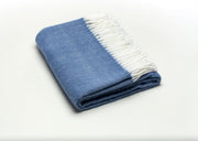 Denim Blue Soft Acrylic Herringbone Throw Blanket