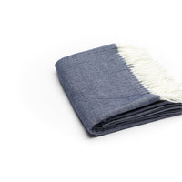 Navy Blue Soft Acrylic Herringbone Throw Blanket