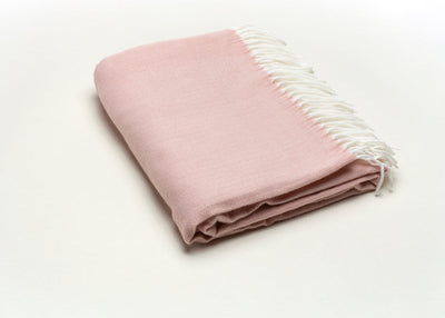 Pastel Pink Soft Acrylic Herringbone Throw Blanket