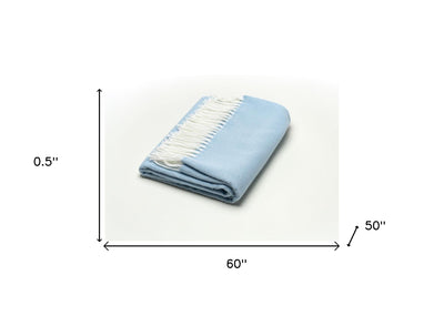 Powder Blue Soft Acrylic Herringbone Throw Blanket