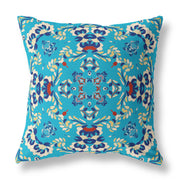 16" X 16" Blue Zippered Suede Geometric Throw Pillow