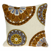 20" X 20" Beige And And Brown Floral Zippered 100% Cotton Throw Pillow