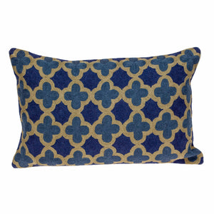 20" X 12" Blue Zippered 100% Cotton Throw Pillow