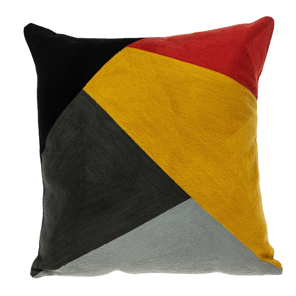 20" X 20" Mustard Yellow And Black Geometric Zippered 100% Cotton Throw Pillow