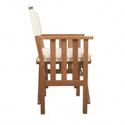Ivory And Brown Solid Wood Director Chair With Cushion