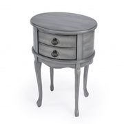26" Grey And Gray Manufactured Wood Oval End Table With Two Drawers