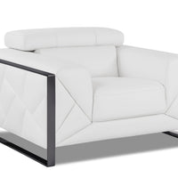 Mod Winter White Leather and Chrome Deco Accent Chair