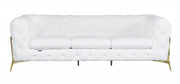 93" White and Gold Genuine Tufted Leather Standard Sofa