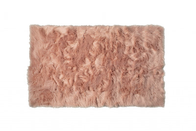 3' X 5' Dusty Rose Faux Fur Non Skid Area Rug